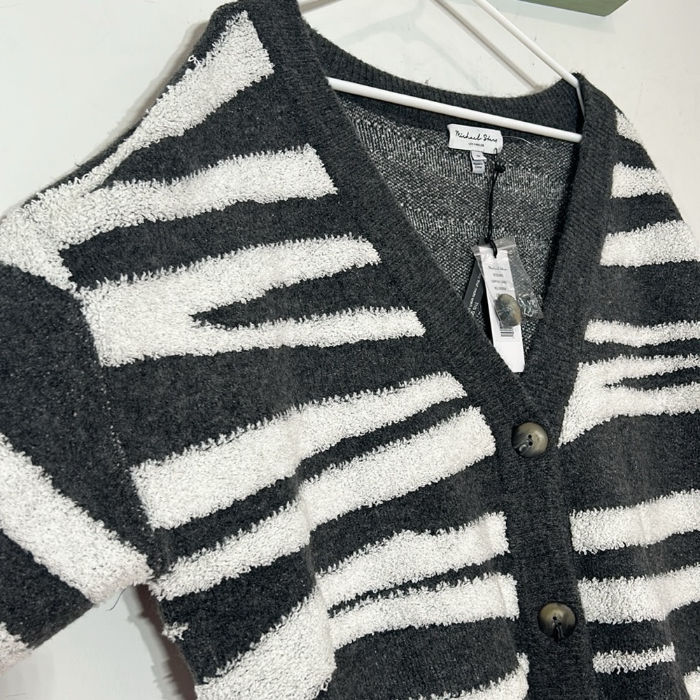 Michael Stars Zebra Nell Brushed Stroke Jacquard Cardigan Women's Plus Size 1x - Picture 3 of 10